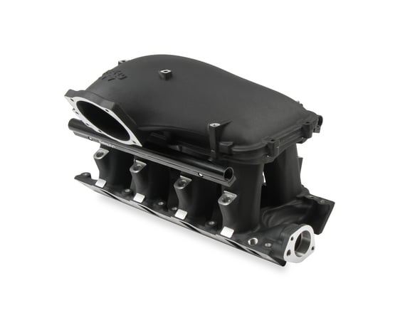 HOLLEY EFI 8.2 DECK SBF FORD HI-RAM EFI MANIFOLD WITH SIDE MOUNT TOP-BLACK with 105mm 1986-95 Ford 5.0 Throttle Body Flange