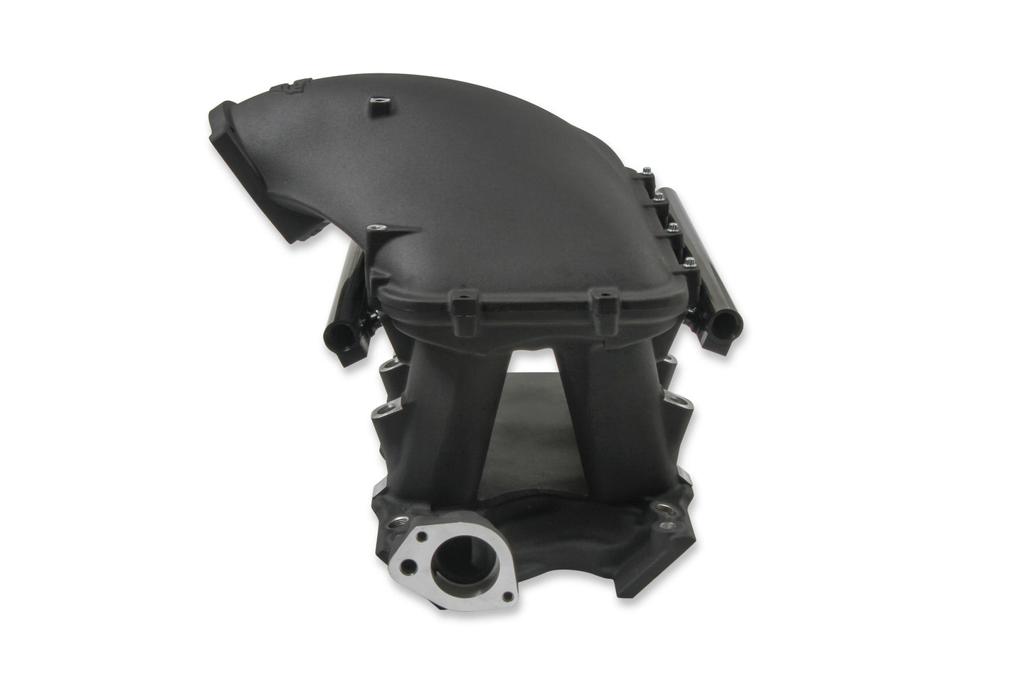 HOLLEY EFI 8.2 DECK SBF FORD HI-RAM EFI MANIFOLD WITH SIDE MOUNT TOP-BLACK with 105mm 1986-95 Ford 5.0 Throttle Body Flange